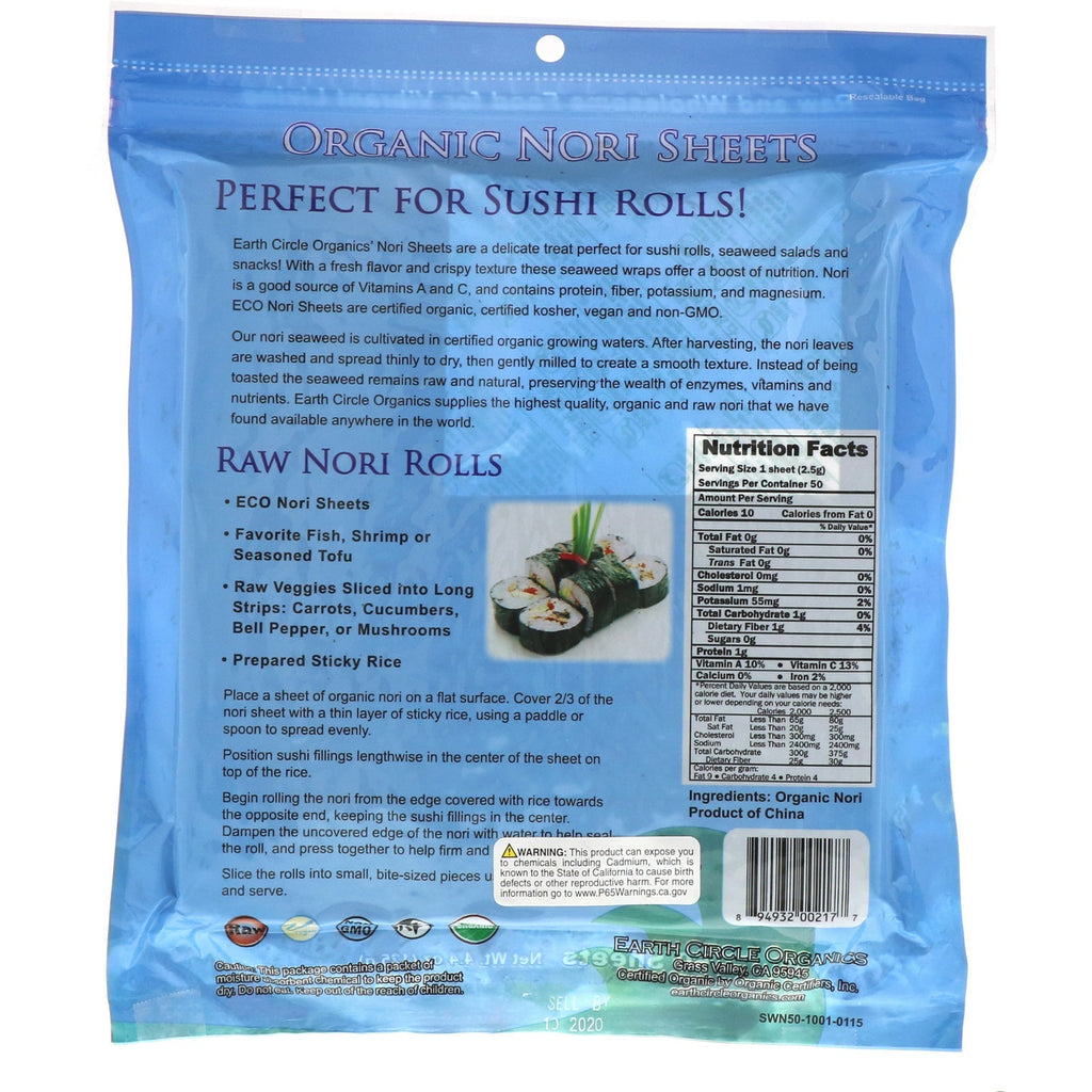 Earth Circle s, Nori-ark, 50 ark, 4,4 oz (125 g)