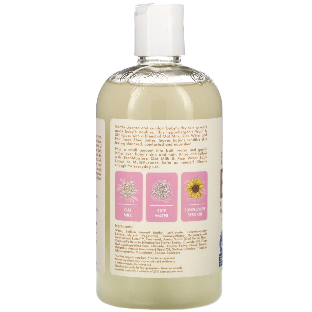 SheaMoisture, Champú y gel de baño extra reconfortante para bebés, leche de avena y agua de arroz, 384 ml (13 oz. líq.)