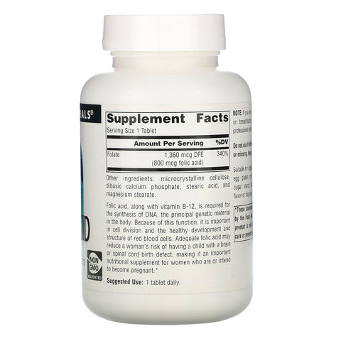 Source Naturals, Folic Acid, 800 mcg, 500 Tablets