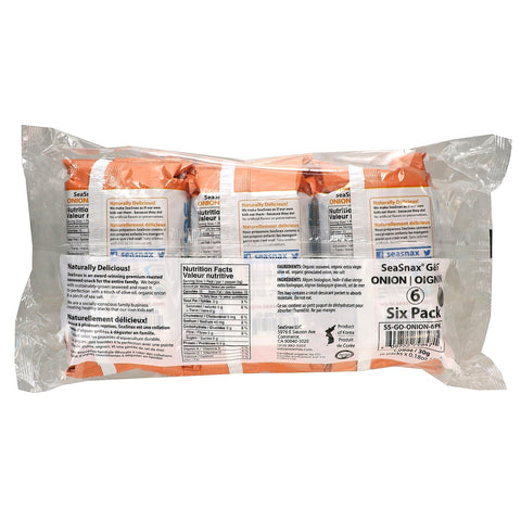 SeaSnax, Grab & Go, Premium ristet tangsnack, Toasty løg, 6 pakker, 0,18 oz (5 g) hver