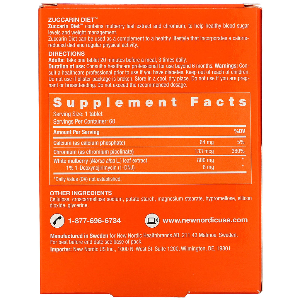 New Nordic, Zuccarin Diet, 60 Tablets