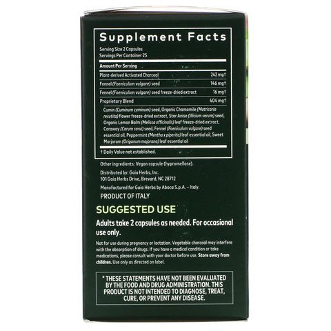 Gaia Herbs, gases e hinchazón, 50 cápsulas veganas