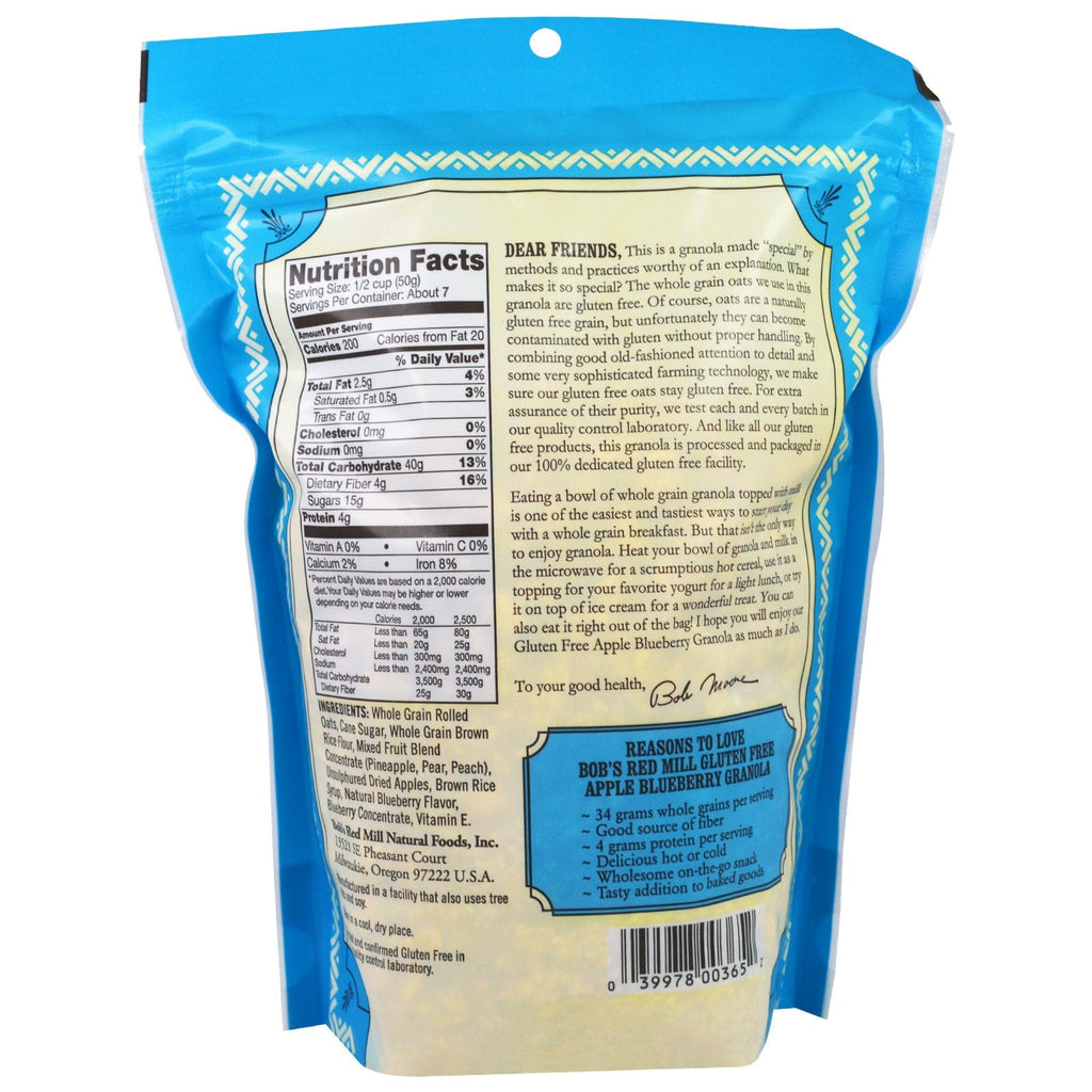 Bob's Red Mill, Apple Blueberry Granola, glutenfri, 12 oz (340 g)