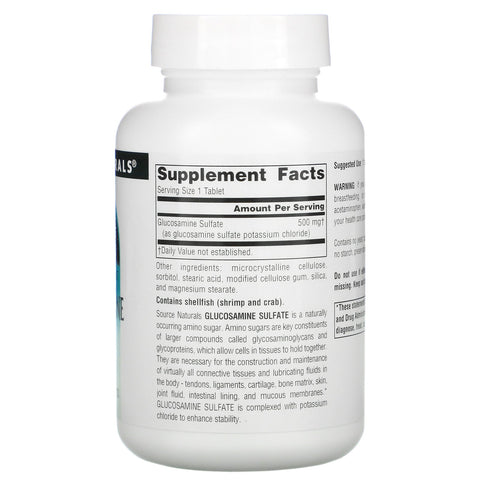 Source Naturals, Glucosamine Sulfate, Sodium Free, 500 mg, 120 Tablets