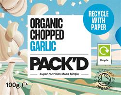 Pack'd Organic Chopped Garlic 100g
