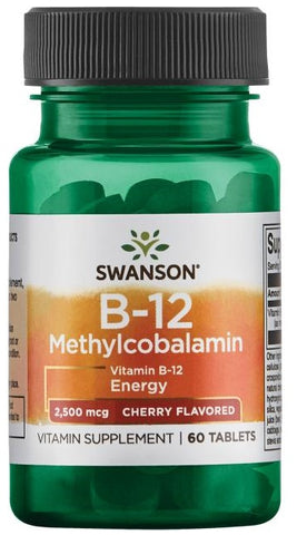 Swanson, Vitamin B-12 Methylcobalamin, 2500mcg Cherry - 60 tablets
