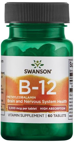 Swanson, Vitamin B-12 Methylcobalamin, 5000mcg High Absorption - 60 tabs