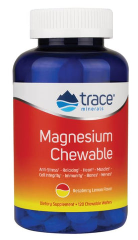 Trace Minerals, Magnesium Chewable, Raspberry Lemon - 30 chewable wafers