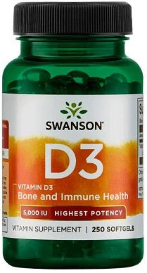 Swanson, Vitamin D-3, 5000 IU - 250 softgels