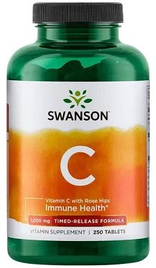 Swanson, Vitamin C with Rose Hips Extract - Timed-Release, 1000mg - 250 tablets