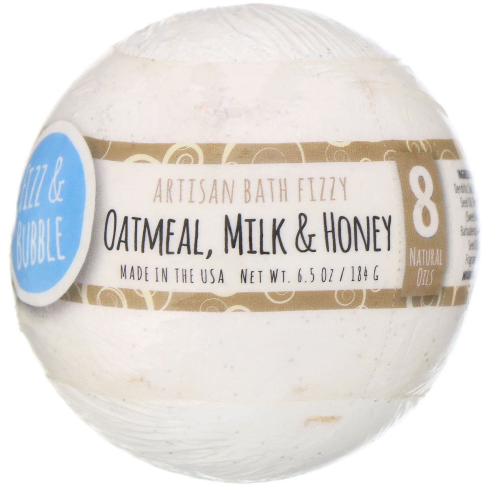 Fizz & Bubble, Artisan Bath Fizzy, Oatmeal, Milk & Honey, 6.5 oz (184 g)