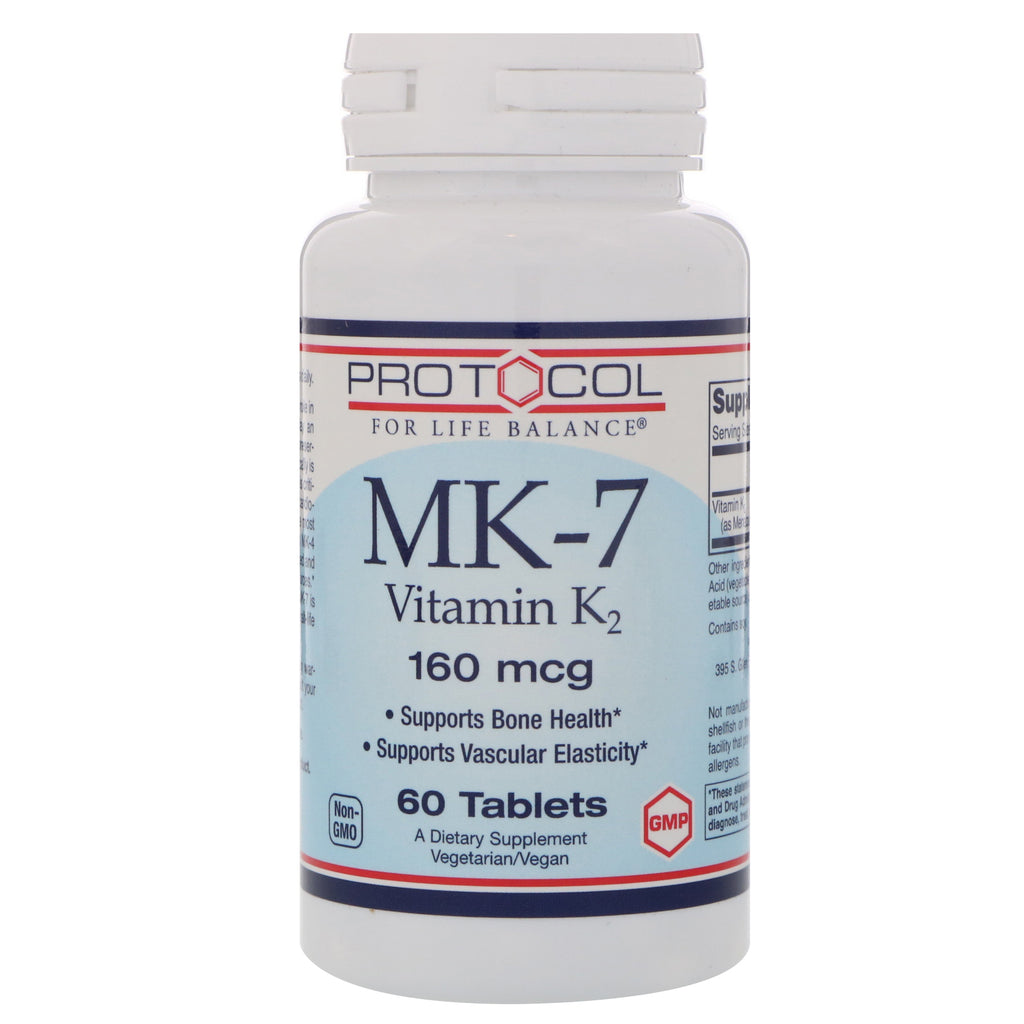 Protocol for Life Balance, MK-7 Vitamin K2, 160 mcg , 60 Tablets