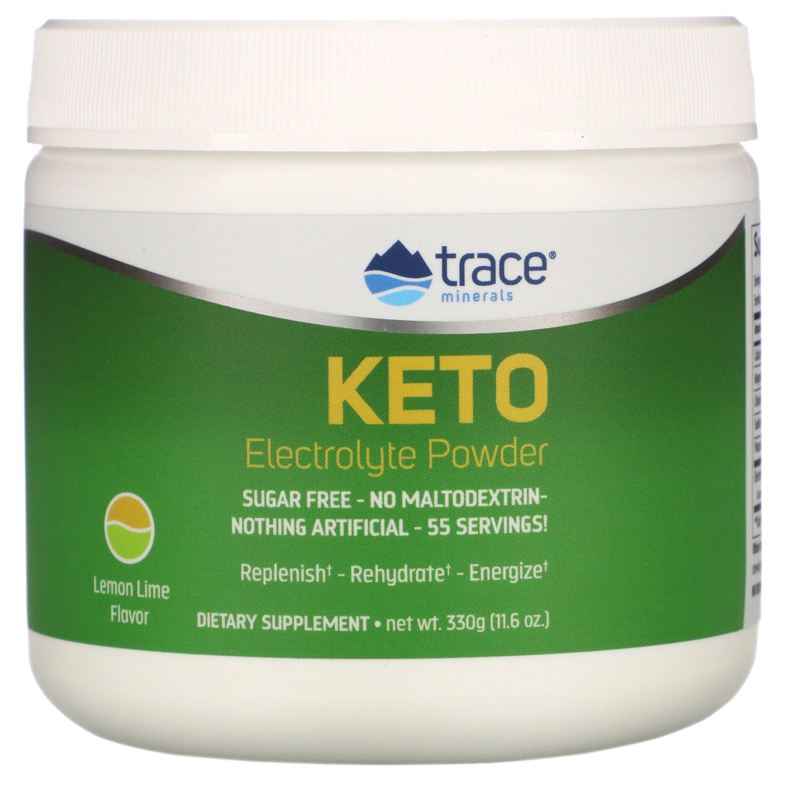 Trace Minerals Research, Keto Electrolyte Powder, Sugar Free, Lemon Lime Flavor, 11.6 oz (330 g)