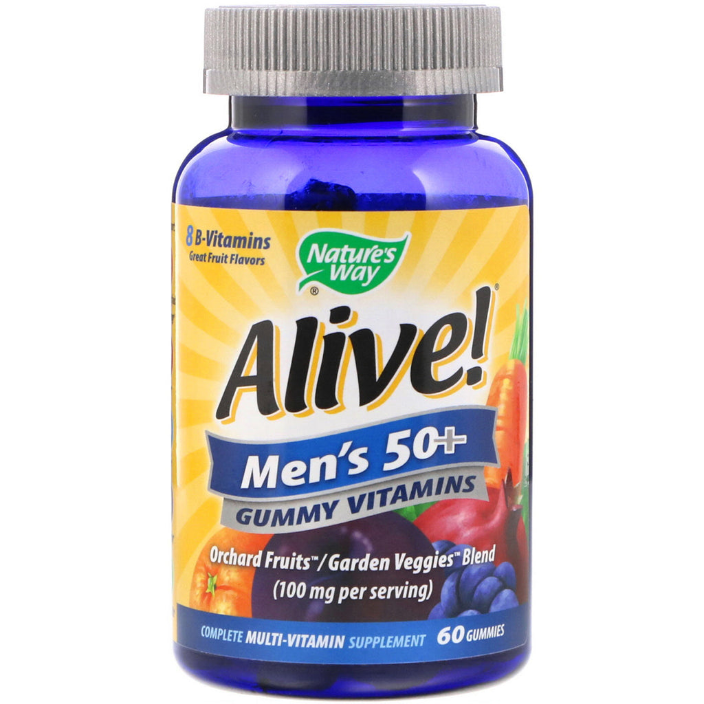 Nature's Way, Alive! Men's 50+ Gummy Vitamins, Fruit Flavors, 60 Gummies