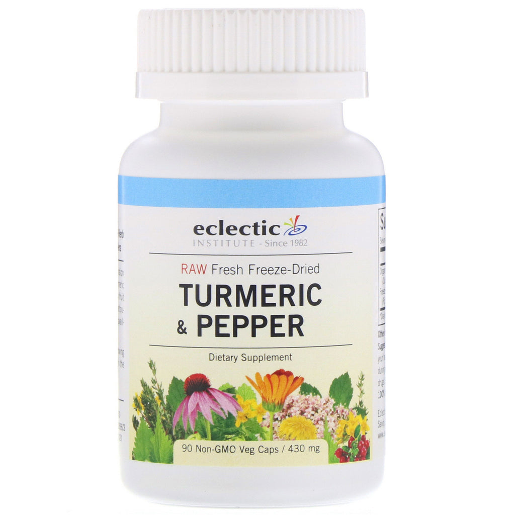 Eclectic Institute, Raw Fresh Freeze-Dried, Turmeric & Pepper, 430 mg, 90 Non-GMO Veg Caps