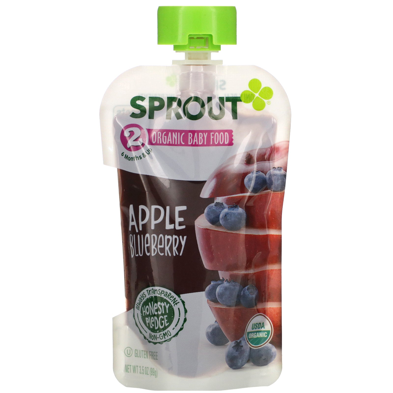 Sprout Organic, Baby Food, 6 Months & Up, Apple Blueberry, 3.5 oz (99 g)