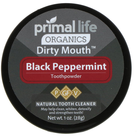 Primal Life Organics, Dirty Mouth Toothpowder, Black Peppermint, 1 oz (28 g)