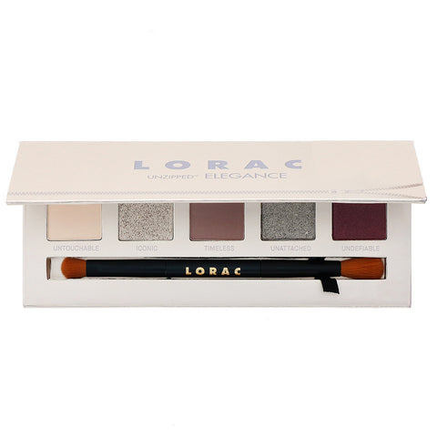 Lorac, Unzipped Elegance Eye Shadow Palette with Dual-Ended Brush, 0.37 oz (10.5 g)