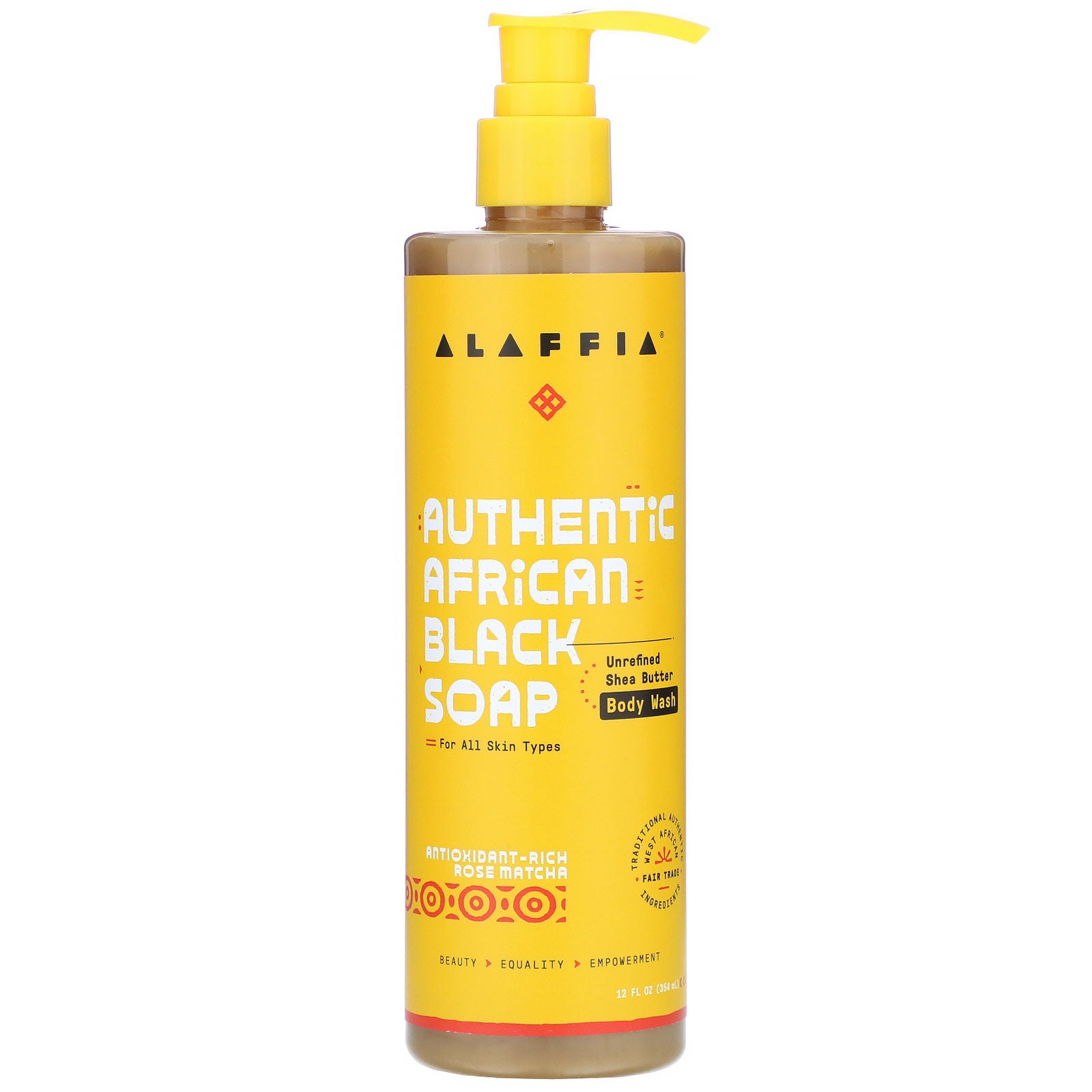 Alaffia, Authentic African Black Soap Body Wash, Rose Matcha, 12 fl oz (354 ml)