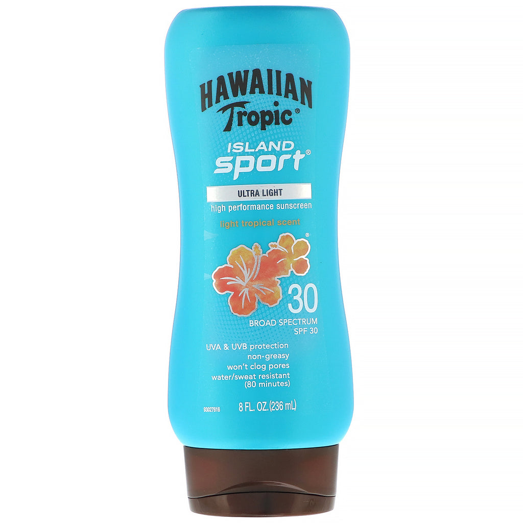 Hawaiian Tropic, Island Sport, High Performance Sunscreen, SPF 30, Light Tropical Scent, 8 fl oz (236 ml)
