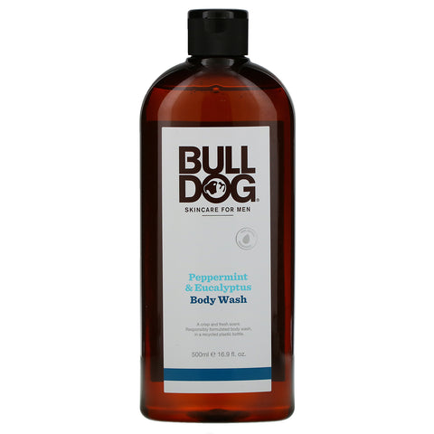 Bulldog Skincare For Men, Body Wash, Peppermint & Eucalyptus, 16.9 fl oz (500 ml)