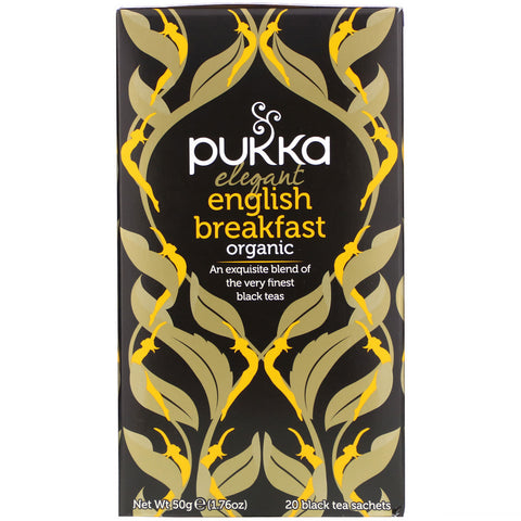 Pukka Herbs, Organic Elegant English Breakfast, 20 Black Tea Sachets, 1.76 oz (50 g)