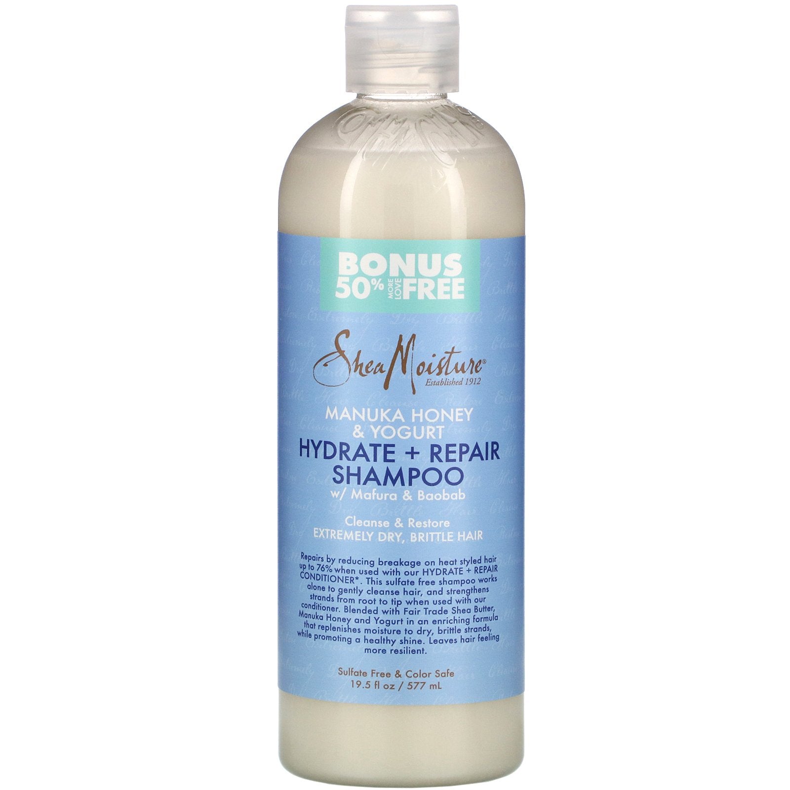 SheaMoisture, Manuka Honey & Yogurt, Hydrate & Repair Shampoo, 19.5 fl oz (577 ml)