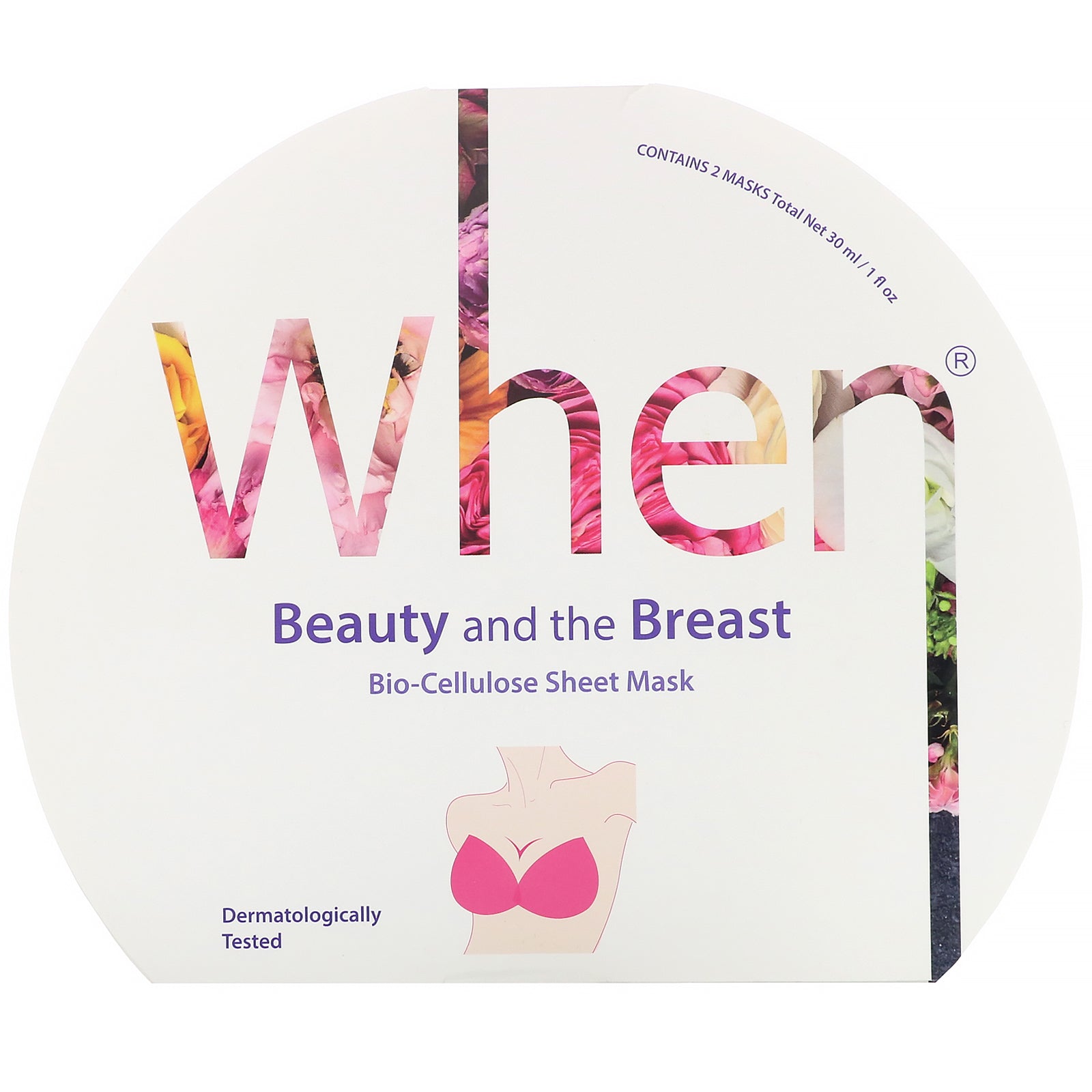 When Beauty, Beauty and the Breast, Bio-Cellulose Sheet Mask, 2 Sheets, 0.5 fl oz (15 ml) Each