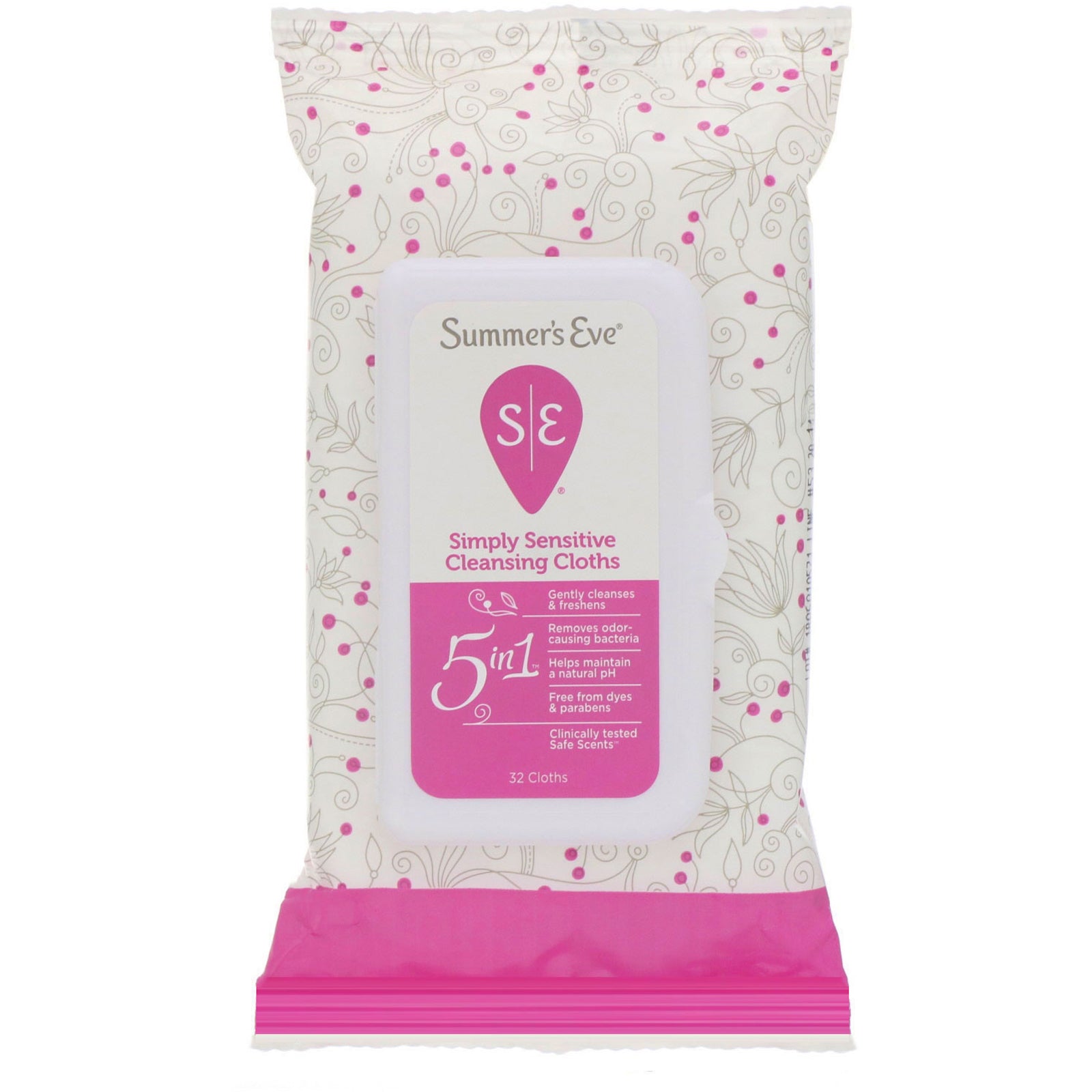 Summer's Eve, 5 in 1 Cleansing Cloths, Simply Sensitive, 32 Cloths