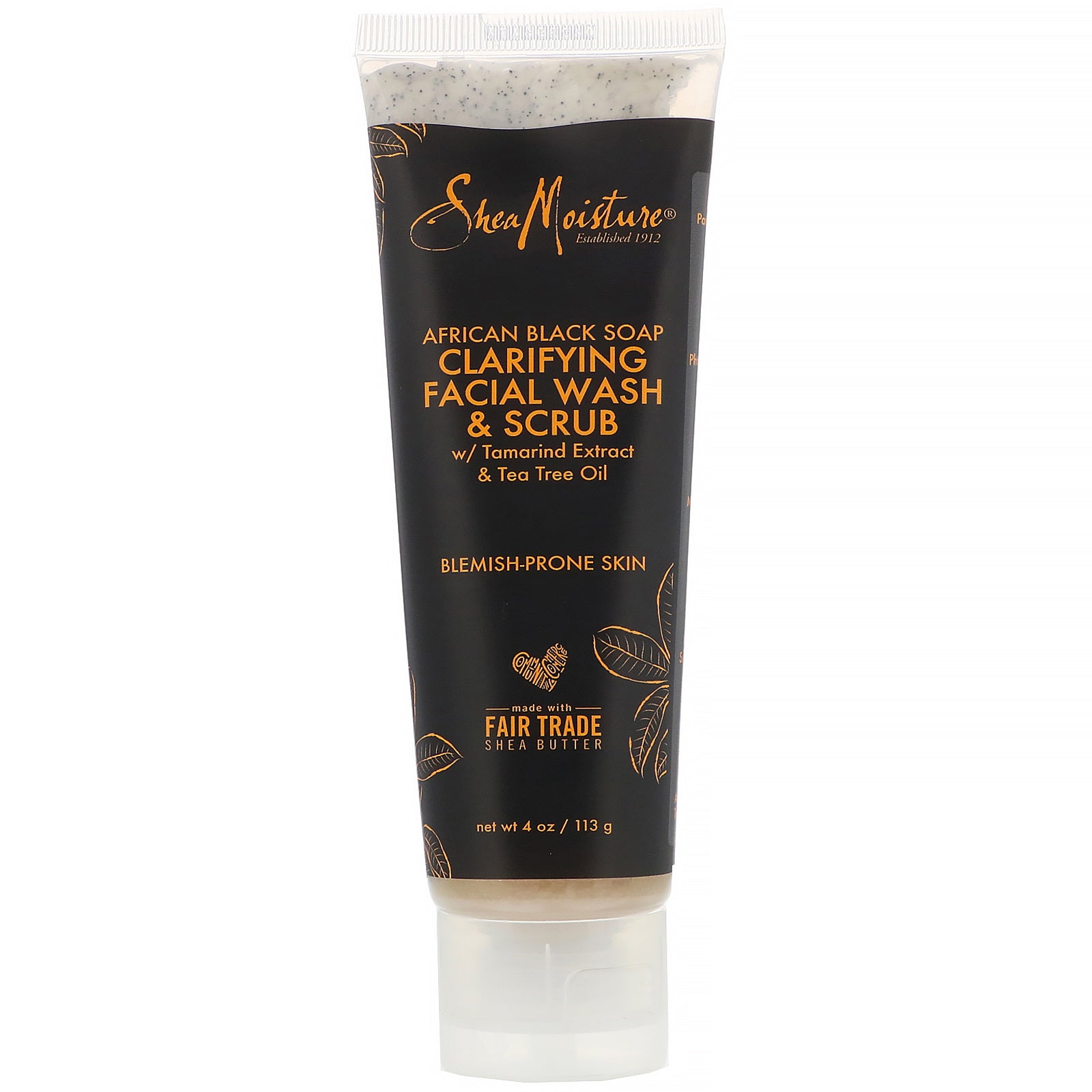SheaMoisture, Clarifying Facial Wash & Scrub, African Black Soap,  4 oz (113 g)