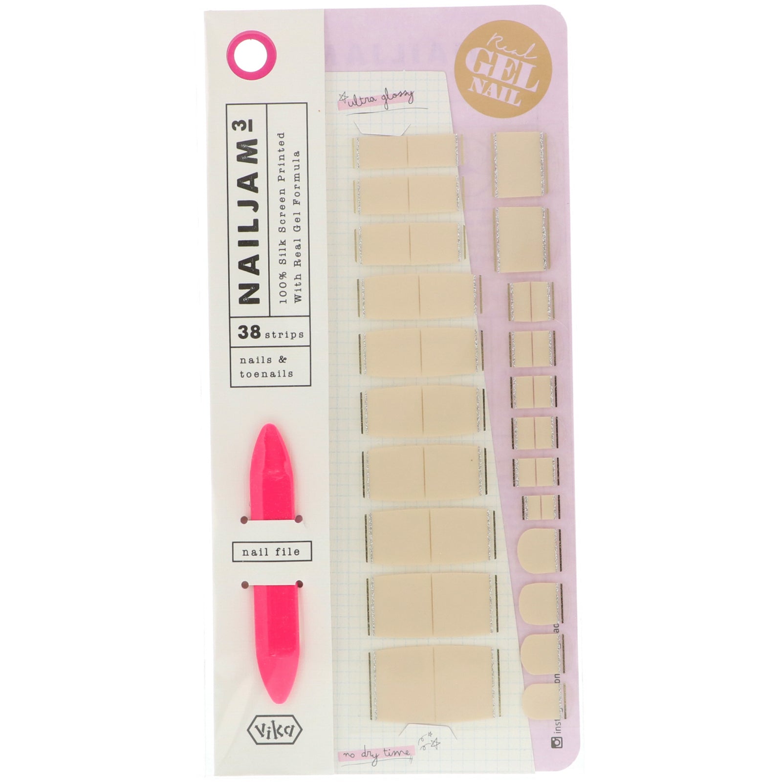 Vika Nailjam, Gel Nail Strips For Nails & Toenails, First Date, 38 Strips