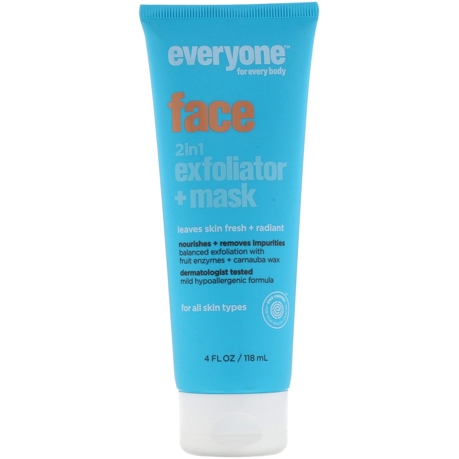 Everyone, Face, 2 in 1 Exfoliator + Mask, 4 fl oz (118 ml)