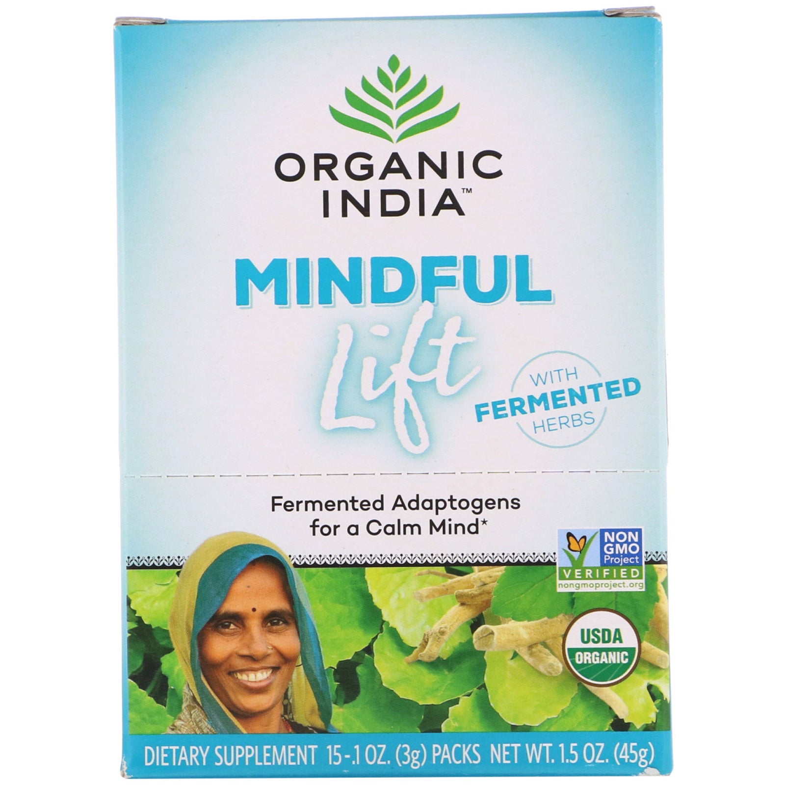 Organic India, Mindful Lift, Fermented Adaptogens, 15 Packs, 0.1 oz (3 g) Each