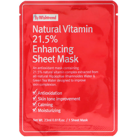 Wishtrend, Natural Vitamin 21.5% Enhancing Sheet Mask, 1 Sheet, 0.81 fl oz (23 ml)