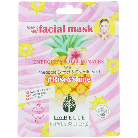 Biobelle, Botanic Fiber Facial Mask, Energizes & Illuminates, #Rise&Shine, 1 Sheet, 0.88 oz (25 g)
