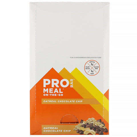ProBar, Meal-On-The-Go, Oatmeal Chocolate Chip, 12 Bars, 3 oz (85 g) Each