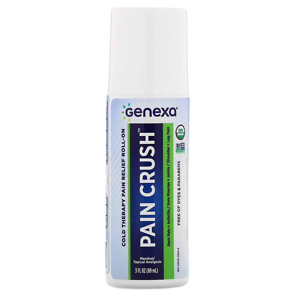 Genexa, Pain Crush, Cold Therapy Pain Relief Roll-On, 3 fl oz (89 ml)