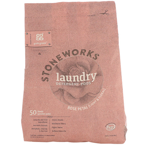 Grab Green, Stoneworks, Laundry Detergent Pods, Rose Petal, 50 Loads, 1.65 lbs (750 g)