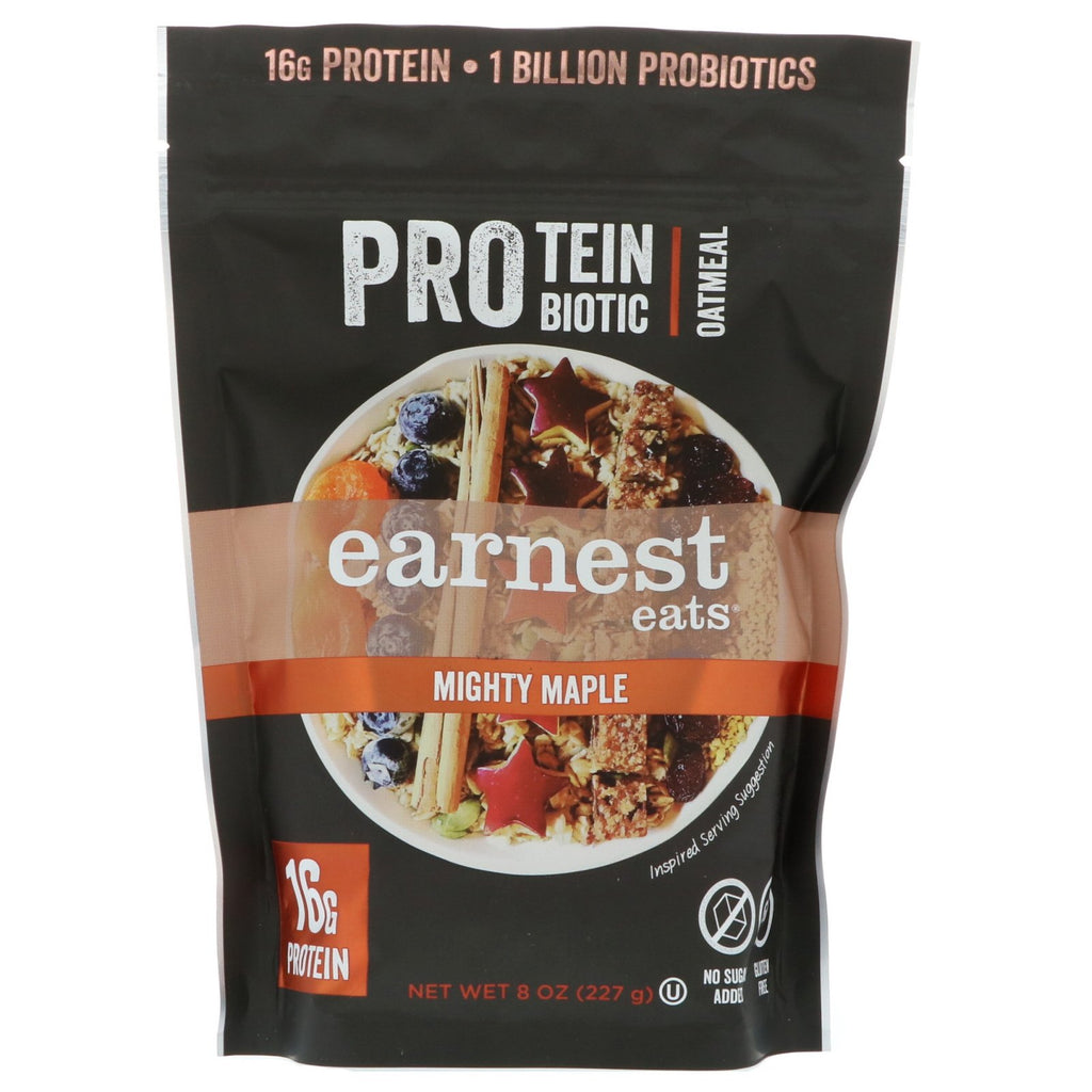 Earnest Eats, Protein Probiotic Oatmeal, Mighty Maple, 8 oz (227 g)