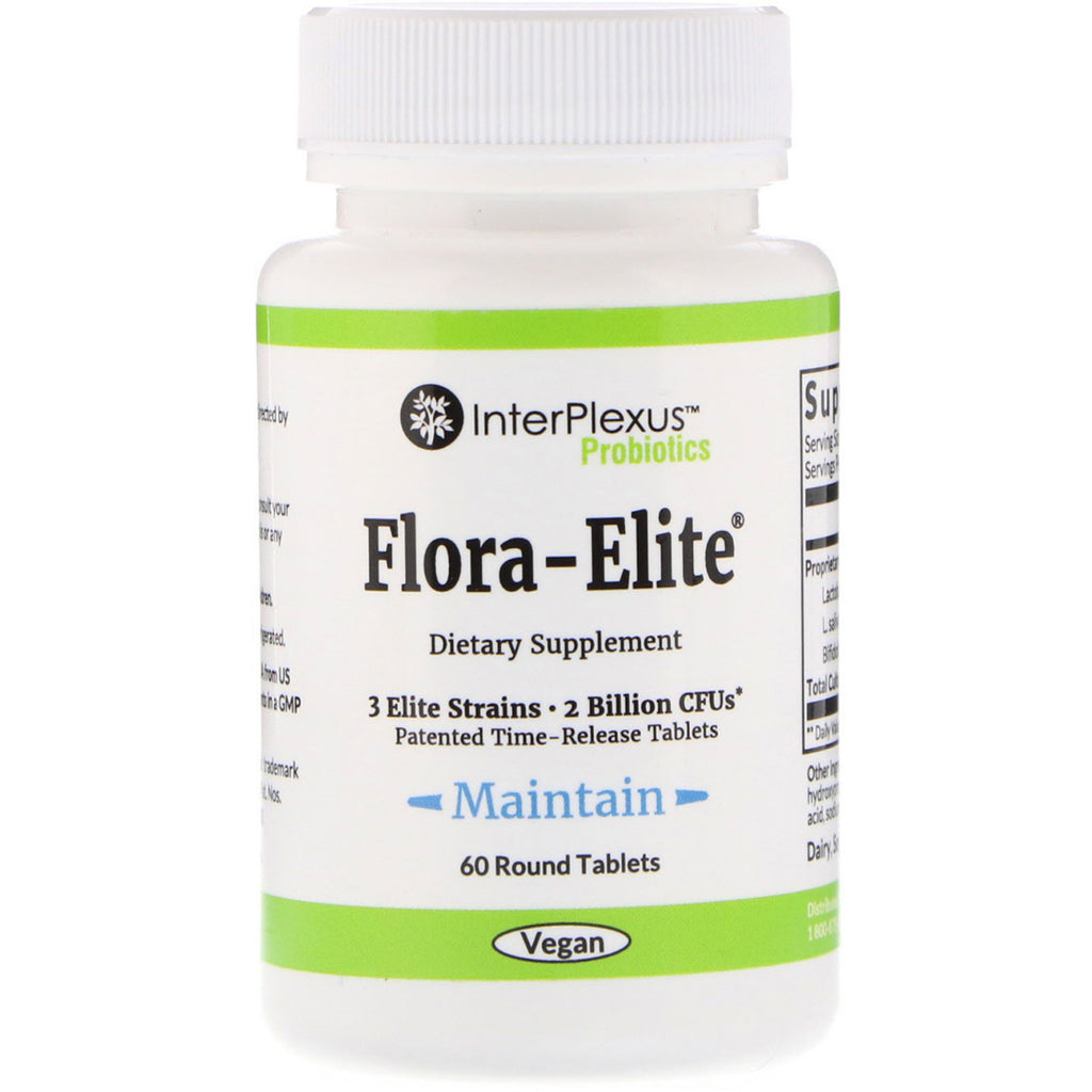 InterPlexus, Flora-Elite, 2 Billion CFU's, 60 Round Tablets