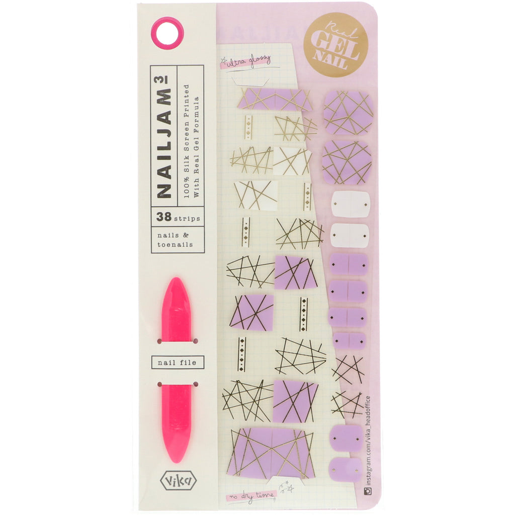 Vika Nailjam, Gel Nail Strips For Nails & Toenails, Stay Gold, 38 Strips