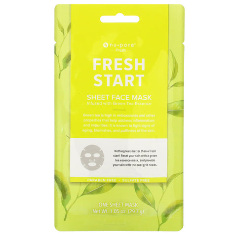 Nu-Pore, Fresh Start Sheet Face Mask, Green Tea, 1 Sheet, 1.05 oz (29.7 g)