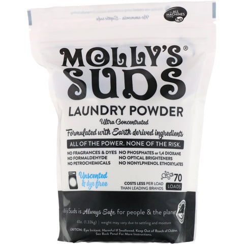 Molly's Suds, Laundry Powder, Ultra Concentrated, Unscented, 70 Loads, 47 oz (1.33 kg)