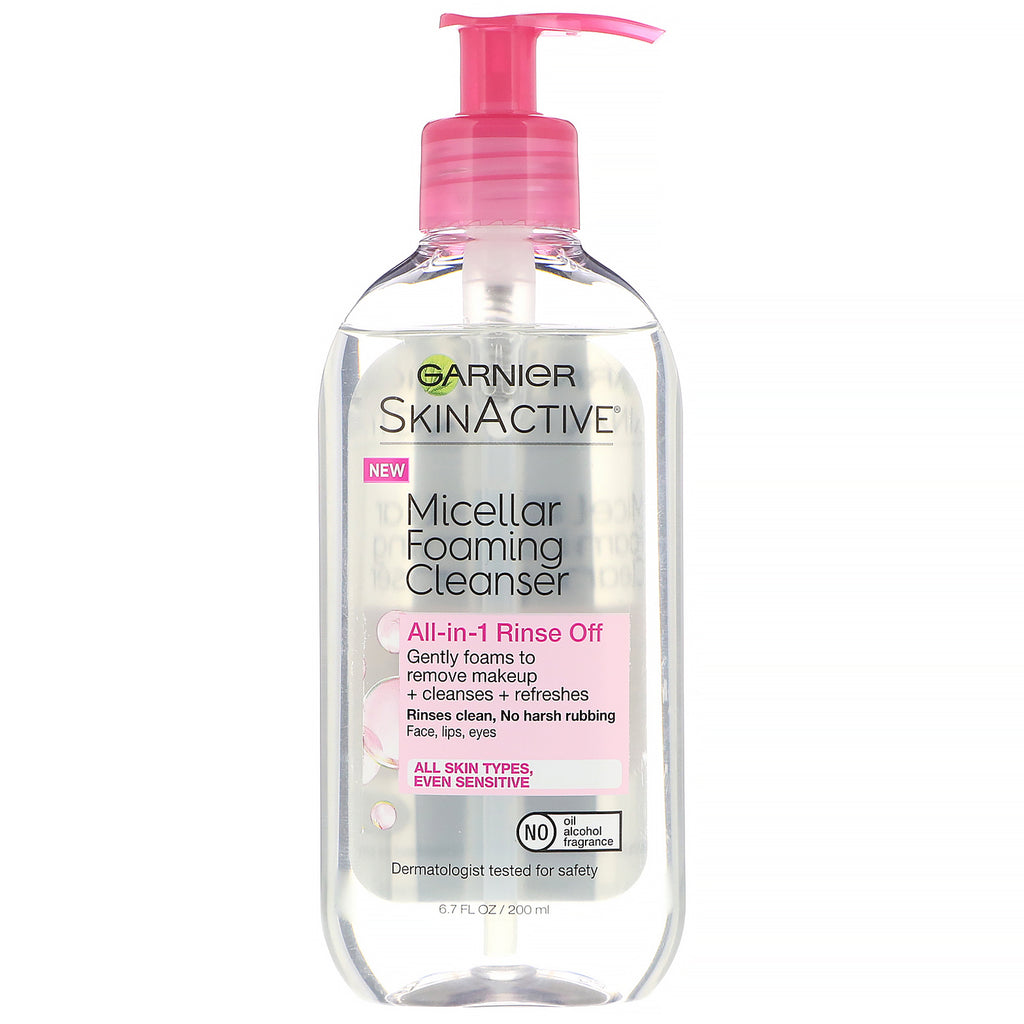 Garnier, SkinActive, Micellar Foaming Cleanser, All-in-1 Rinse Off, All Skin Types, 6.7 fl oz (200 ml)