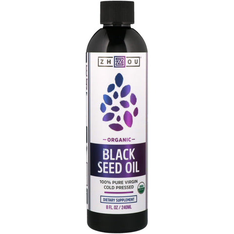 Zhou Nutrition, Organic, 100% Pure Virgin Black Seed Oil, Cold Pressed, 8 fl oz (240 ml)