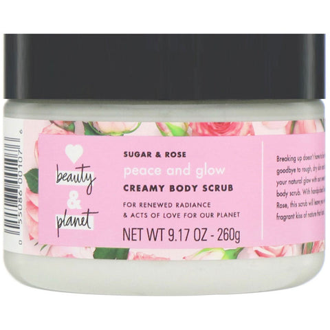 Love Beauty and Planet, Peace and Glow, Creamy Body Scrub, Sugar & Rose, 9.17 oz (260 g)