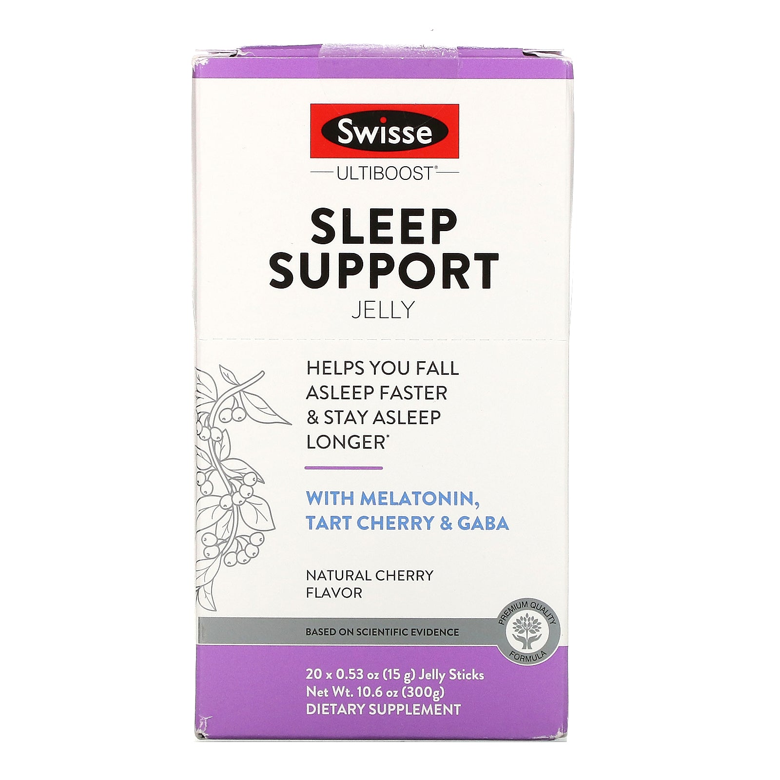 Swisse, Ultiboost, Sleep Support Jelly, Natural Cherry Flavor, 20 Jelly Sticks, 0.53 oz (15 g) Each