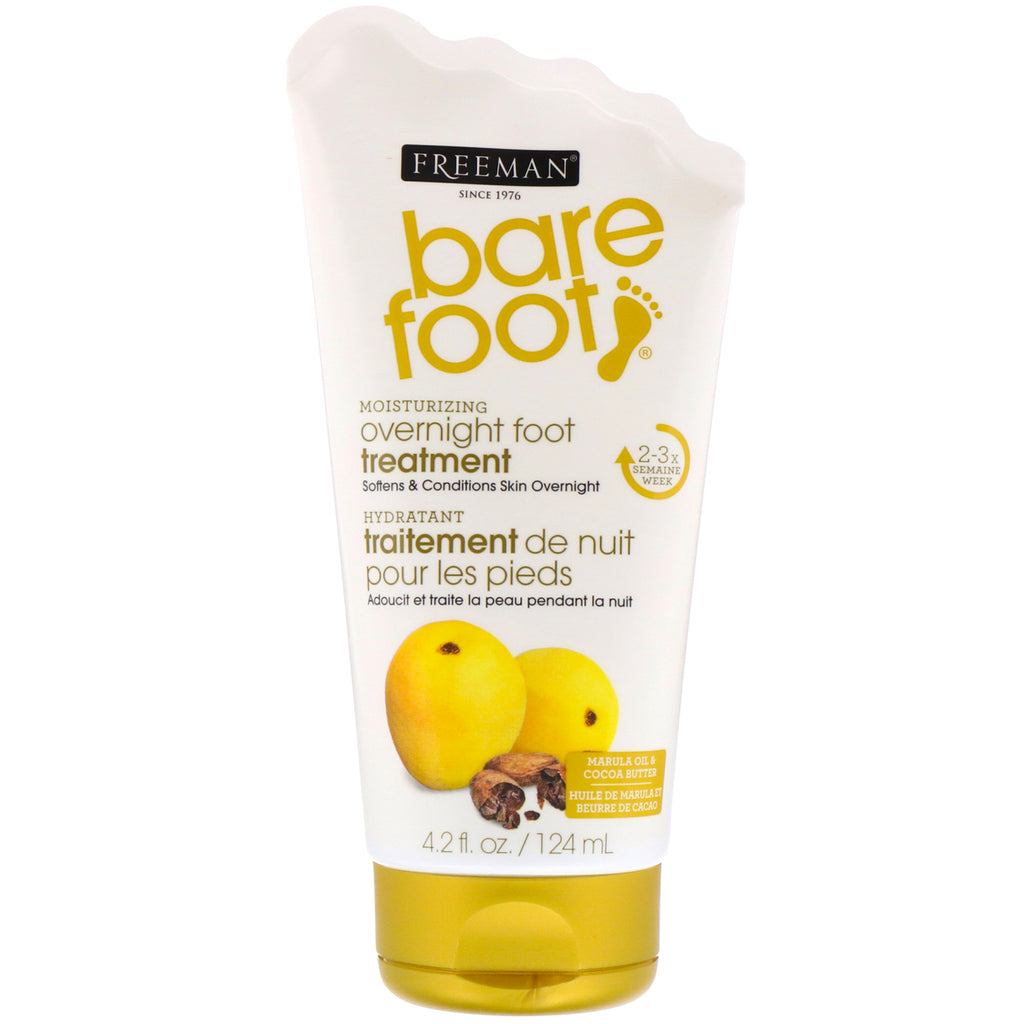Freeman Beauty, Bare Foot, Moisturizing, Overnight Foot Treatment, Marula Oil & Cocoa Butter, 4.2 fl oz (124 ml)