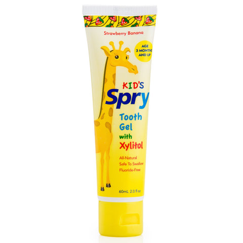 Xlear, Kid's Spry Tooth Gel, with Xylitol, Strawberry Banana, 2.0 fl oz (60 ml)