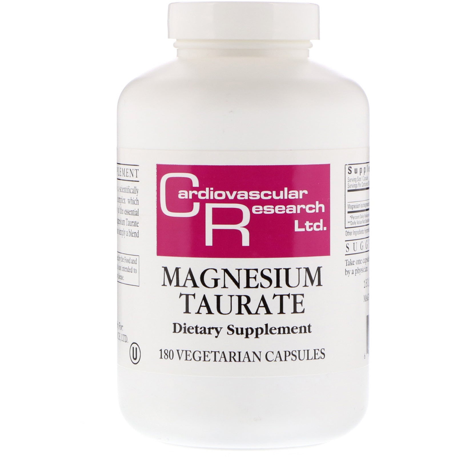 Cardiovascular Research, Magnesium Taurate, 180 Vegetarian Capsules
